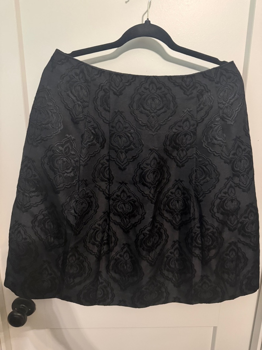 Talbots Black Embroidered A-Line Skirt